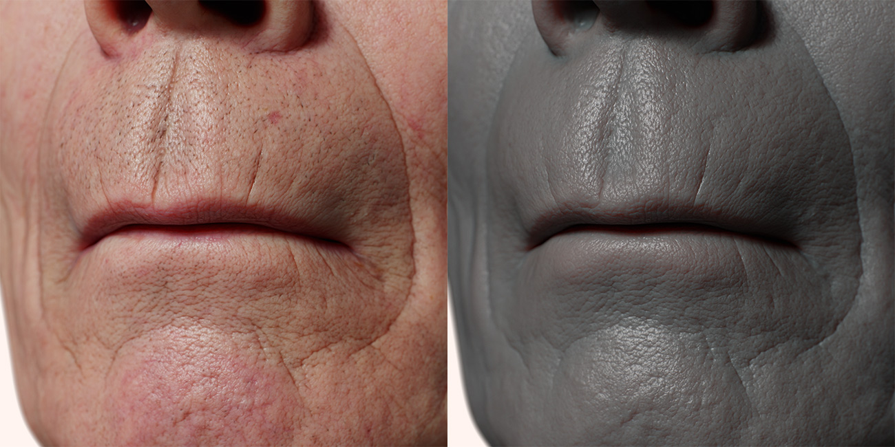 Male head scan skin pore details 